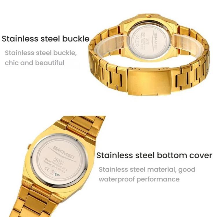 SKMEI 2479 Men Business Casual Multi-Function Chronograph Electronic Watch(Gold) - free shipping - PMC TechLife - Order now!