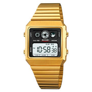 SKMEI 2450 Men Business Multifunctional Watch Casual Water-resistant Square Electronic Watch(Gold)