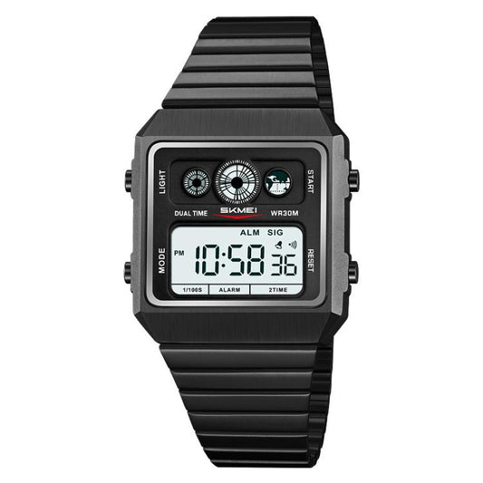 SKMEI 2450 Men Business Multifunctional Watch Casual Waterproof Square Electronic Watch(Black) - free shipping - PMC Jewellery - Order now!