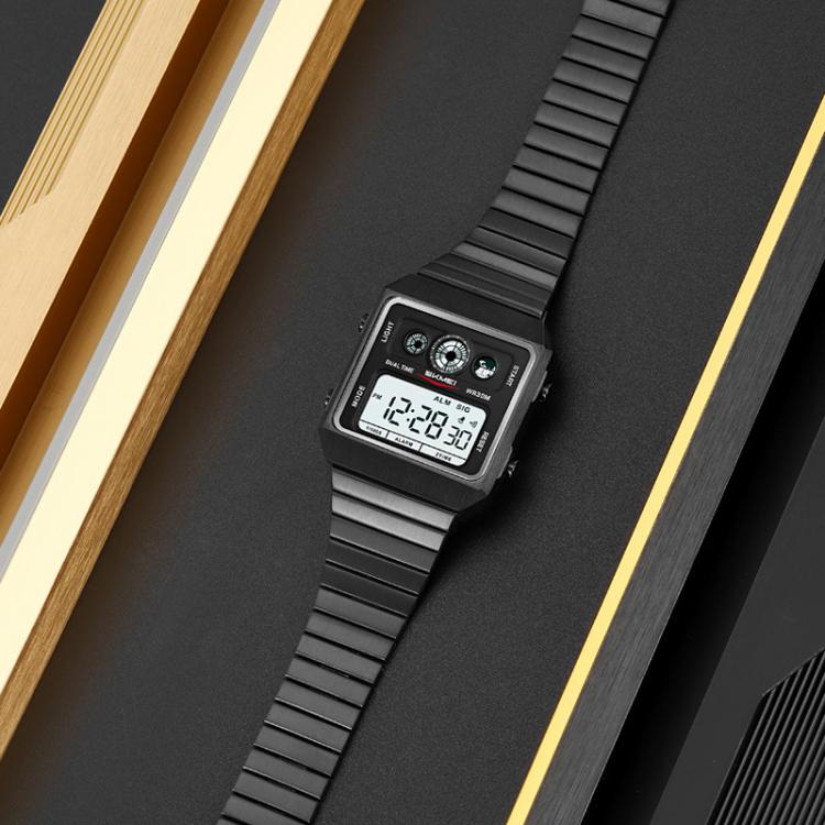 SKMEI 2450 Men Business Multifunctional Watch Casual Waterproof Square Electronic Watch(Silver) - free shipping - PMC TechLife - Order now!