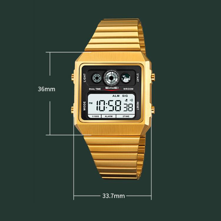 SKMEI 2450 Men Business Multifunctional Watch Casual Water-resistant Square Electronic Watch(Gold)