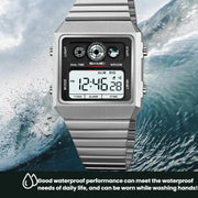 SKMEI 2450 Men Business Multifunctional Watch Casual Water-resistant Square Electronic Watch(Gold)