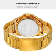 SKMEI 2399 Three-eye Six-pin Steel Band Quartz Watch Men Business Casual Watch(Black)