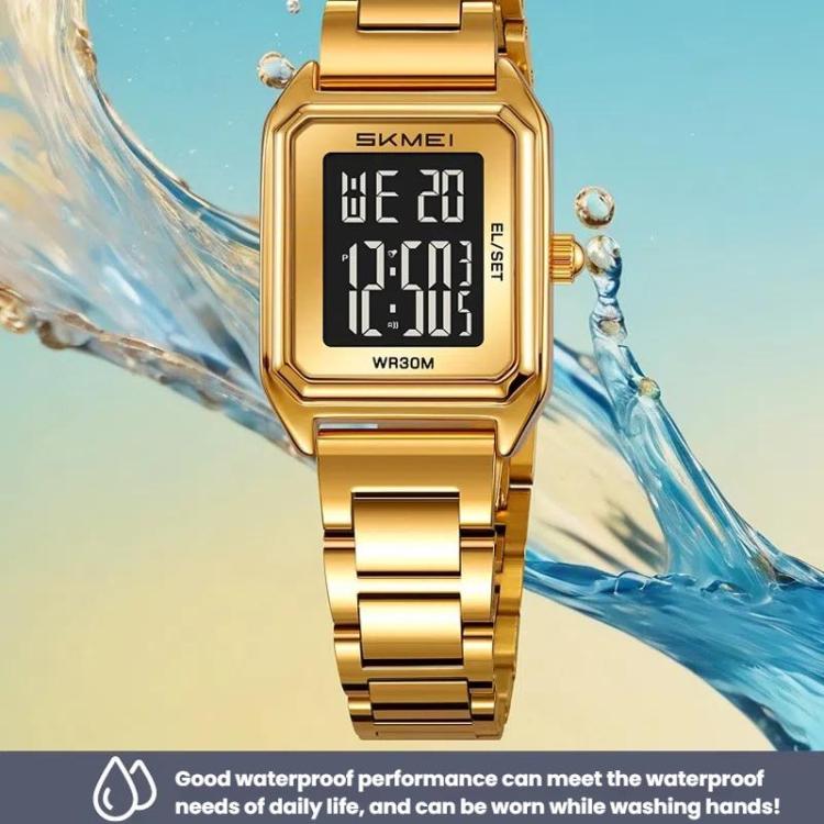 SKMEI 2493 Small Women Electronic Watch Square Steel Strap Watch, Style: Black Case Black - free shipping - PMC TechLife - Order now!