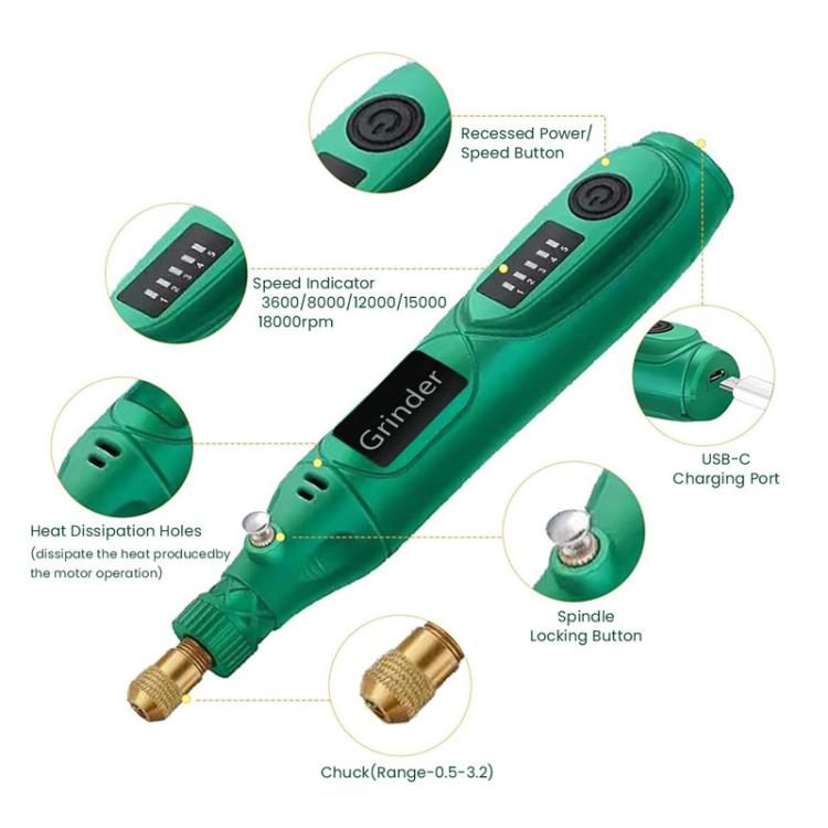 26pcs /Set 5-speed Mini Electric Grinder Micro Drill Metal Glass Ceramic Grinding Carving Cutting And Polishing Tools - free shipping - PMc TechLife - Order now!