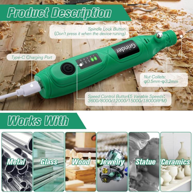 26pcs /Set 5-speed Mini Electric Grinder Micro Drill Metal Glass Ceramic Grinding Carving Cutting And Polishing Tools