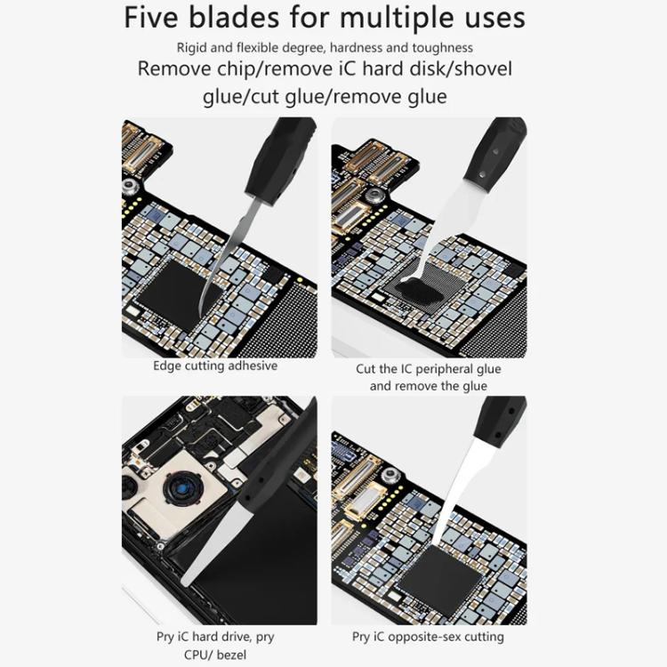 MaAnt M075 5pcs /Set Cell Phone Repair Rework Blade Pry Knife Motherboard Scraping Cutting Degumming Tool