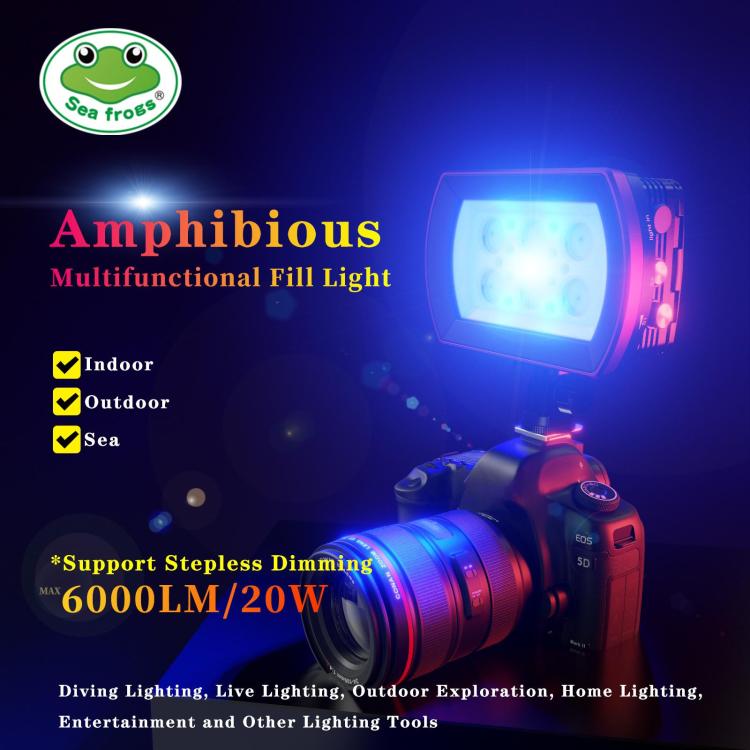Sea Frogs SF-22  40M/130FT 6000 Lumen Underwater Photography Light(Black) - free shipping - PMC Jewellery - Order now!