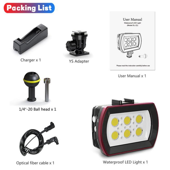 Sea Frogs SF-22  40M/130FT 6000 Lumen Underwater Photography Light(Black)