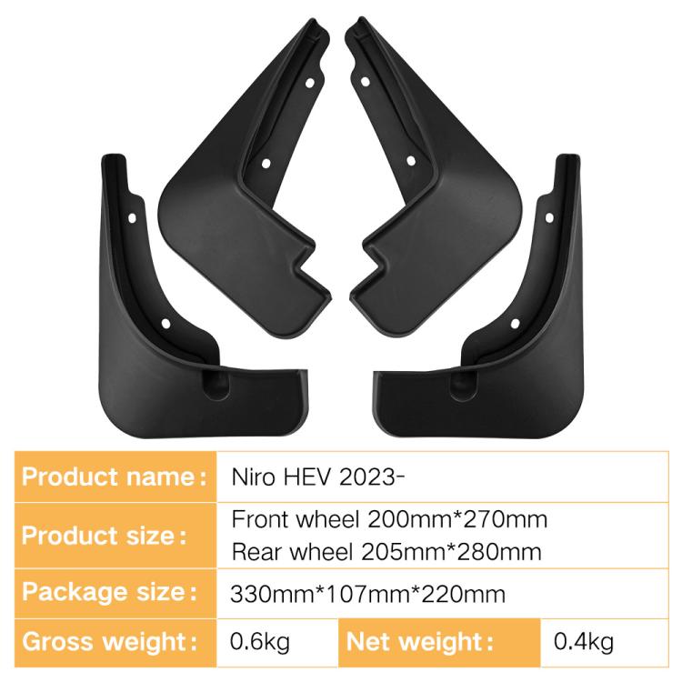 For 2023-2024 Kia Niro HEV Car Tire Soft Rubber Mudguard(Black)