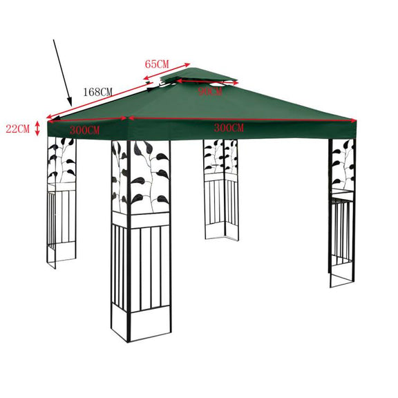 3x3m  Garden Gazebo Top Cover Canopy Replacement Top Patio Roof Awning for Outdoor Terrace, Garden Tent, Pergola(Beige)
