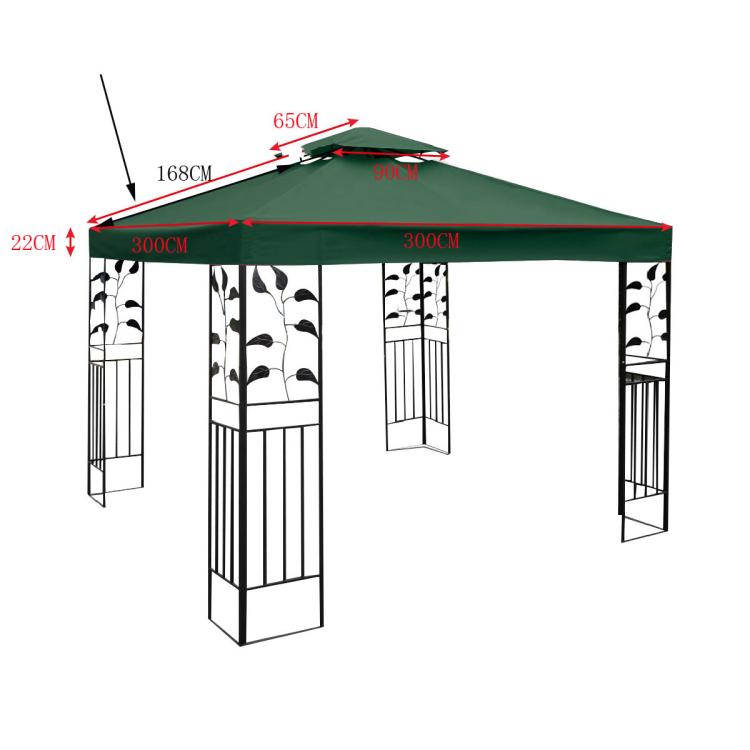 3x3m  Garden Gazebo Top Cover Canopy Replacement Top Patio Roof Awning for Outdoor Terrace, Garden Tent, Pergola(Ink Green) - Patio Umbrella by PMC Jewellery | Online Shopping South Africa | PMC Jewellery | Buy Now Pay Later Mobicred