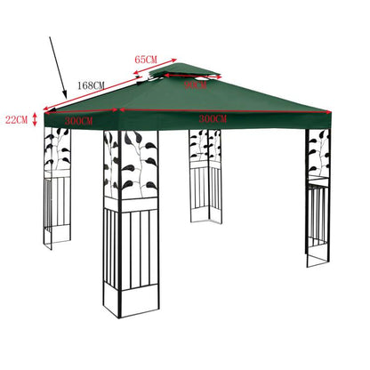 3x3m  Garden Gazebo Top Cover Canopy Replacement Top Patio Roof Awning for Outdoor Terrace, Garden Tent, Pergola(Ink Green) - Patio Umbrella by PMC Jewellery | Online Shopping South Africa | PMC Jewellery | Buy Now Pay Later Mobicred