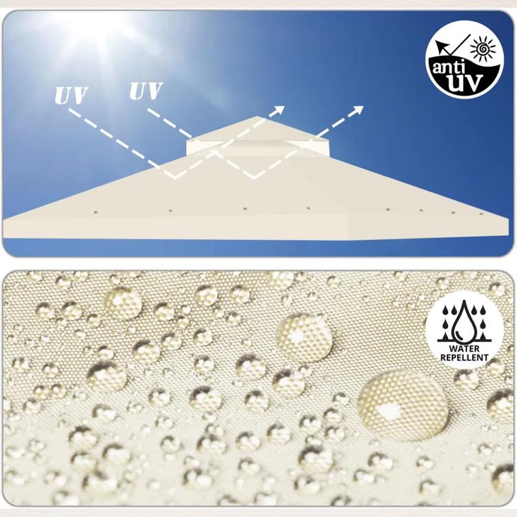 3x3m  Garden Gazebo Top Cover Canopy Replacement Top Patio Roof Awning for Outdoor Terrace, Garden Tent, Pergola(Beige)