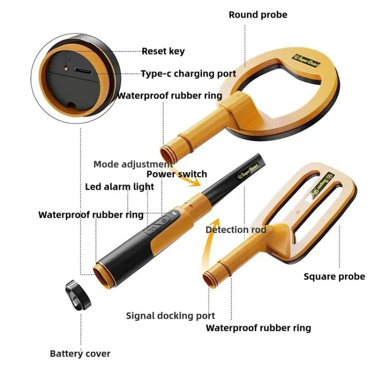Goint IP960 Handheld 3 In 1 Metal Detector Outdoor Treasure Hunting Pulse Water-resistant Rechargeable Gold Detector