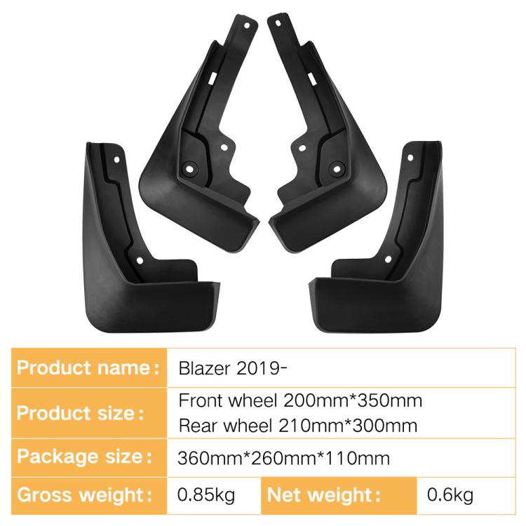 For 2019-2024 Chevrolet Blazer Car Tire Soft Rubber Mudguard(Black)
