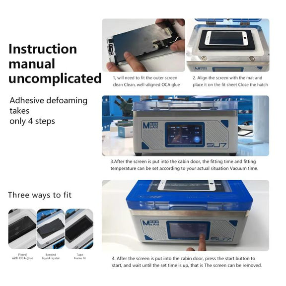 MaAnt SU7 Cell Phone Repair Curved Screen Pressing Machine Flat Panel LCD Screen Vacuum Laminating Machine, EU Plug