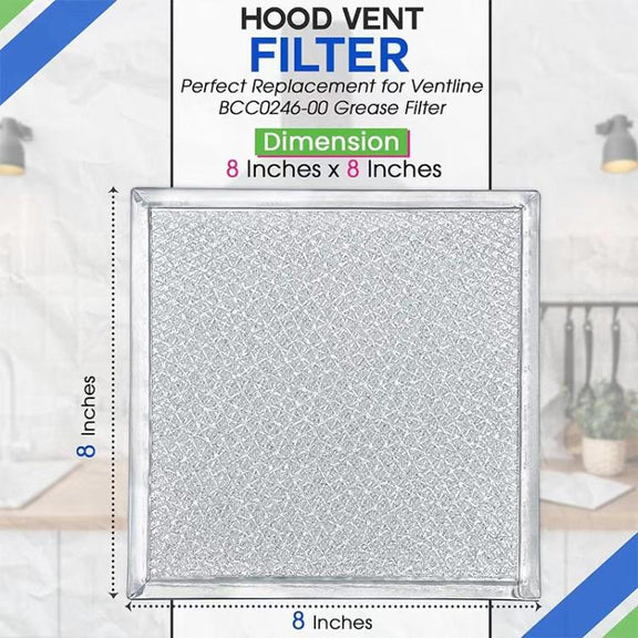 For Ventline BCC024600 2pcs 8x8 Inch Range Hood Vent Filter Replacement Parts
