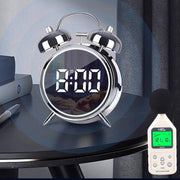12/24H LED Screen Alarm Clock Loud Metal Clock With Night Light Plug-In Children Clock(White)