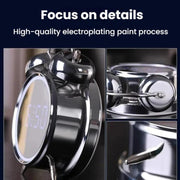 12/24H LED Screen Alarm Clock Loud Metal Clock With Night Light Plug-In Children Clock(Silver)