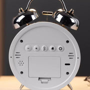 12/24H LED Screen Alarm Clock Loud Metal Clock With Night Light Plug-In Children Clock(Black)