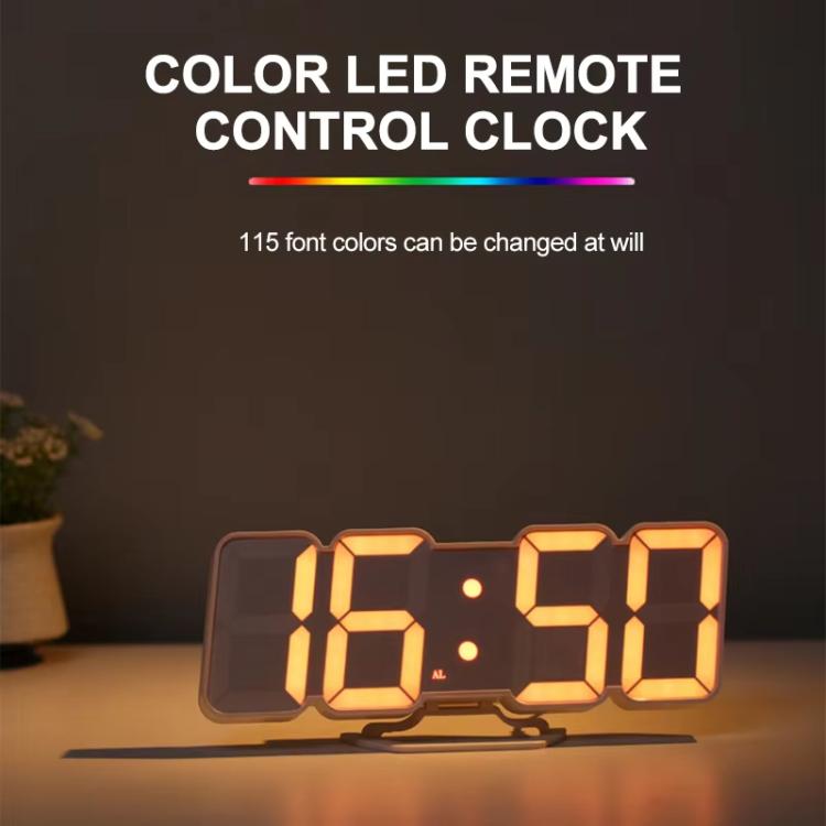 RGB Color Changing 3D Digital Clock With Voice Control, Adjustable Brightness, Temperature Display & Remote, Spec: Upgraded Humidity White
