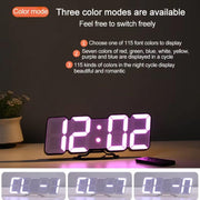 RGB Color Changing 3D Digital Clock With Voice Control, Adjustable Brightness, Temperature Display & Remote, Spec: Upgraded Humidity Black