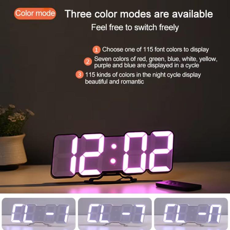 RGB Color Changing 3D Digital Clock With Voice Control, Adjustable Brightness, Temperature Display & Remote, Spec: Upgraded Humidity White