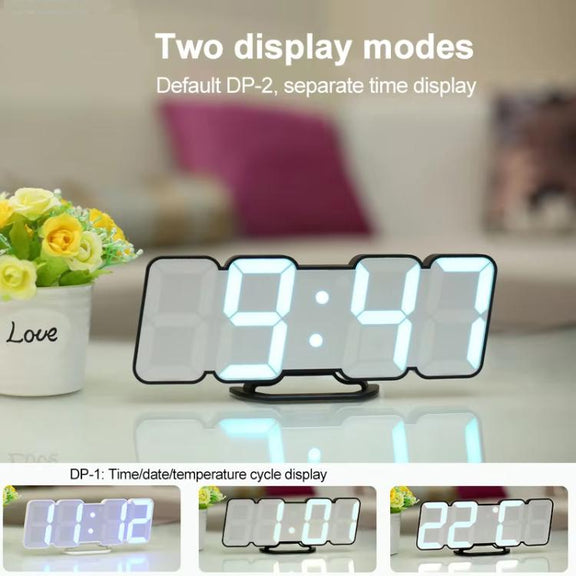 RGB Color Changing 3D Digital Clock With Voice Control, Adjustable Brightness, Temperature Display & Remote, Spec: Upgraded Humidity White