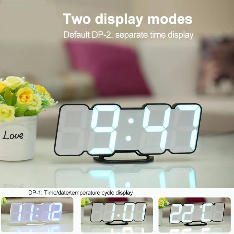 RGB Color Changing 3D Digital Clock With Voice Control, Adjustable Brightness, Temperature Display & Remote, Spec: Upgraded Humidity White