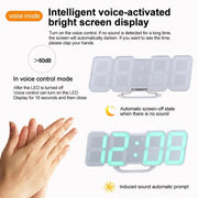 RGB Color Changing 3D Digital Clock With Voice Control, Adjustable Brightness, Temperature Display & Remote, Spec: Upgraded Humidity White