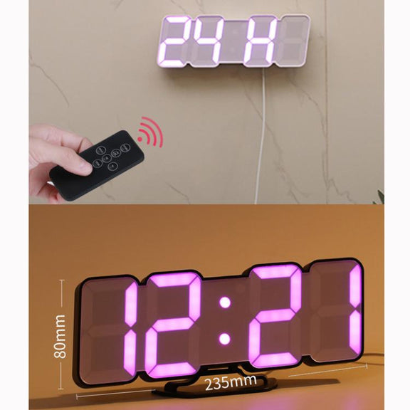 RGB Color Changing 3D Digital Clock With Voice Control, Adjustable Brightness, Temperature Display & Remote, Spec: Ordinary Black