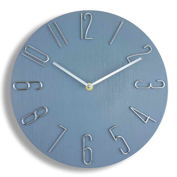 12 Inch Frameless Minimalist Wall Clock Silent Modern Quartz Clock for Living Room, Bedroom, Kitchen, Color: Blue Gray - free shipping - PMC TechLife - Order now!