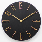 12 Inch Frameless Minimalist Wall Clock Silent Modern Quartz Clock for Living Room, Bedroom, Kitchen, Color: Black Gold