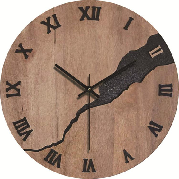 12-inch Imitation Wood Grain Texture Decorative Wall Clock Silent Quartz Clock Holiday Gift HR-CMW03