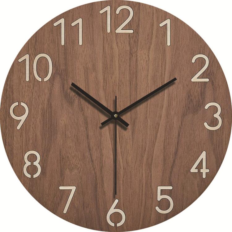 12-inch Imitation Wood Grain Texture Decorative Wall Clock Silent Quartz Clock Holiday Gift HR-CMW07 - free shipping - PMC TechLife - Order now!