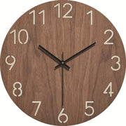 12-inch Imitation Wood Grain Texture Decorative Wall Clock Silent Quartz Clock Holiday Gift HR-CMW07