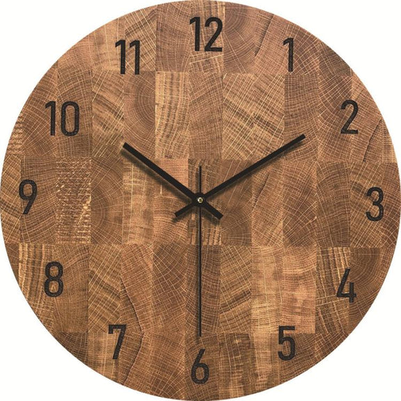 12-inch Imitation Wood Grain Texture Decorative Wall Clock Silent Quartz Clock Holiday Gift HR-CMW11