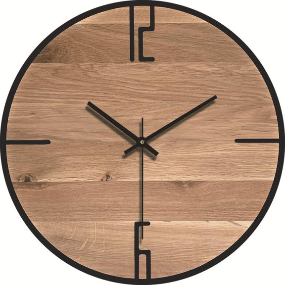12-inch Imitation Wood Grain Texture Decorative Wall Clock Silent Quartz Clock Holiday Gift HR-CMW14