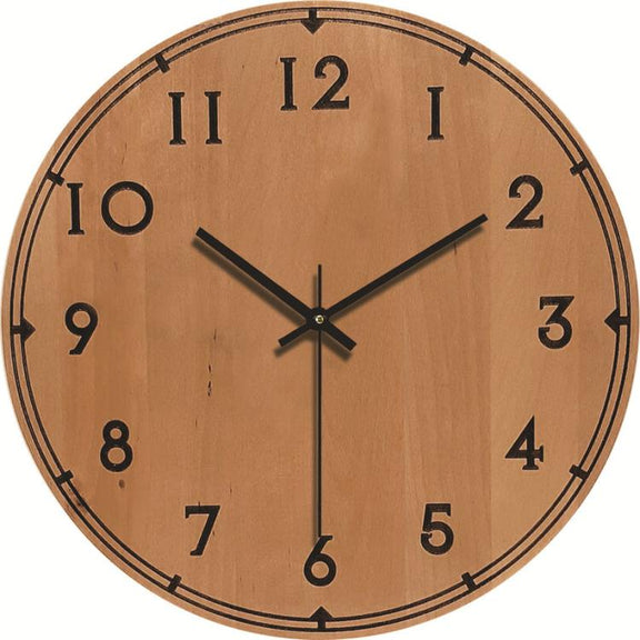 12-inch Imitation Wood Grain Texture Decorative Wall Clock Silent Quartz Clock Holiday Gift HR-CMW18