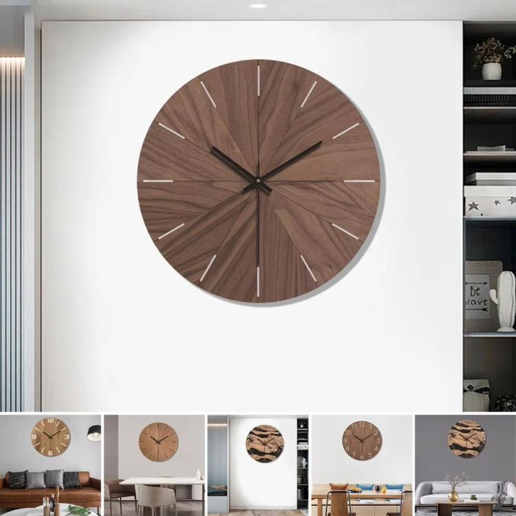 12-inch Imitation Wood Grain Texture Decorative Wall Clock Silent Quartz Clock Holiday Gift HR-CMW10
