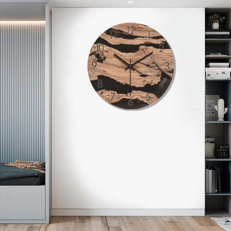 12-inch Imitation Wood Grain Texture Decorative Wall Clock Silent Quartz Clock Holiday Gift HR-CMW03