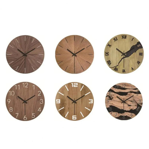 12-inch Imitation Wood Grain Texture Decorative Wall Clock Silent Quartz Clock Holiday Gift HR-CMW10