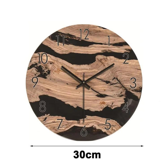 12-inch Imitation Wood Grain Texture Decorative Wall Clock Silent Quartz Clock Holiday Gift HR-CMW13