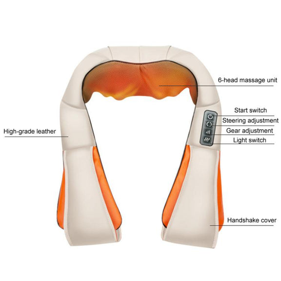 Car Household Massage Shawl Heated Shoulder And Cervical Massager EU Plug(Beige+Orange)
