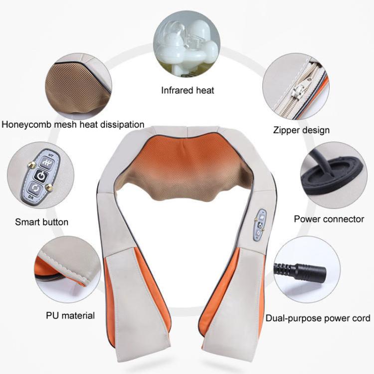 Car Household Massage Shawl Heated Shoulder And Cervical Massager EU Plug(Black)