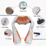 Car Household Massage Shawl Heated Shoulder And Cervical Massager EU Plug(Beige+Orange)