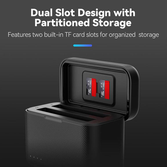For Insta360 X4 TELESIN Battery Charger Dual Battery Storage Charging Case