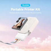 TELESIN Portable Instant Photo Printer With Magnetic Bag & Self-Adhesive Photo Paper For Travel & Memories(White)