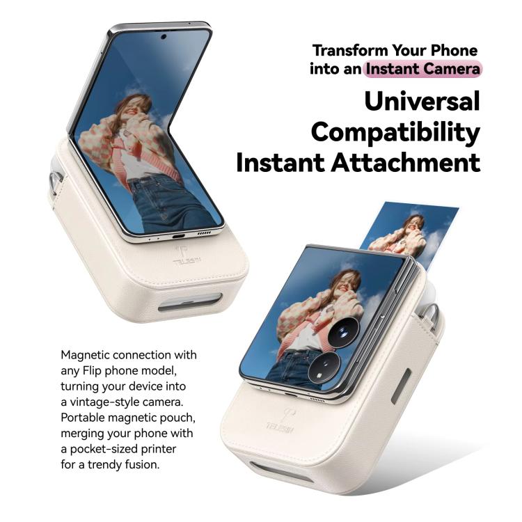 TELESIN Portable Instant Photo Printer With Magnetic Bag & Self-Adhesive Photo Paper For Travel & Memories(White)